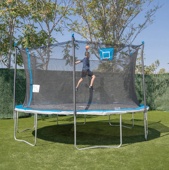 Bounce Pro 14ft Trampoline And Enclosure With Basketball Hoop, Blue