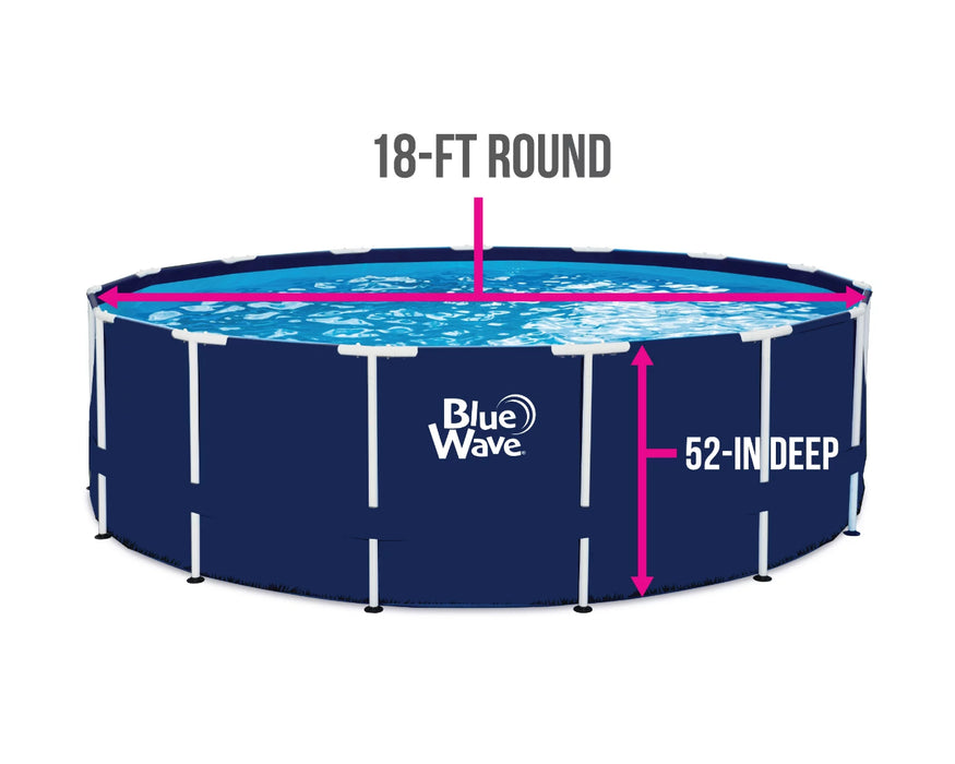 Blue Wave 18-ft Round 52-in Navy Blue Frame Above Ground Swimming Pool Package with Cover