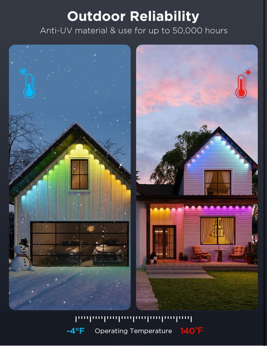 Govee Permanent Outdoor Lights Pro, 150ft with 90 RGBIC LED Lights for Daily and Accent Lighting, 75 Scene Modes for Christmas, IP67 Waterproof, Works with Alexa, Google Assistant, Matter, Black