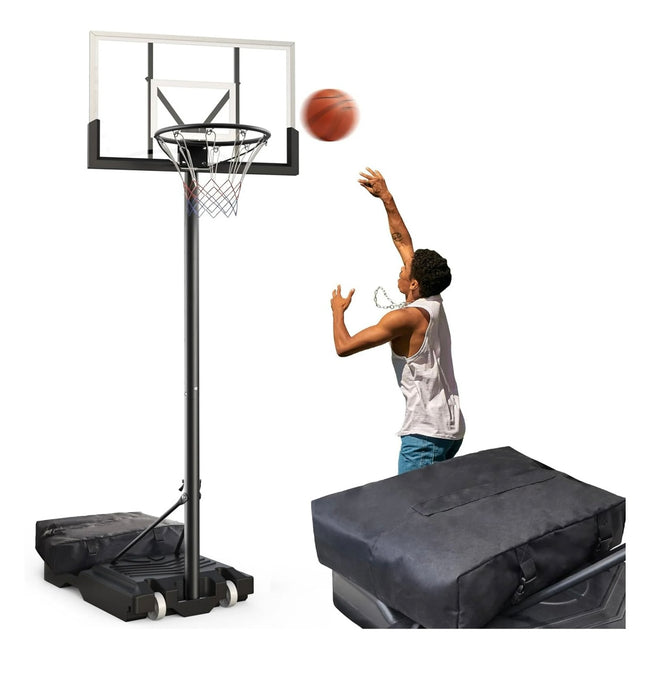 VIRNAZ 44 in. Portable Basketball Hoop & Goal System for Outdoor Indoor Court, 4.8 - 10 Ft. Height Adjustable with Weight Bag