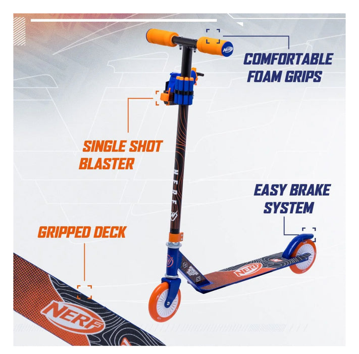 Nerf Scooter with Detachable Blaster for Any Child 8 and up 185lb Weight Limit, 9lb Assembled Weight