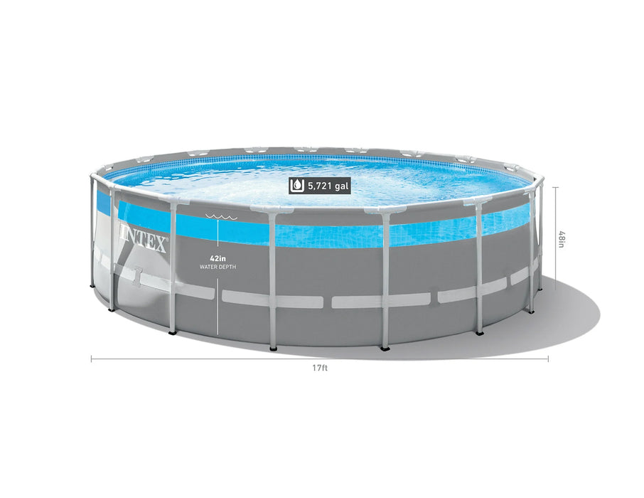 Intex 17' x 48" Clearview Prism Frame Above Ground Swimming Pool Set with Pump