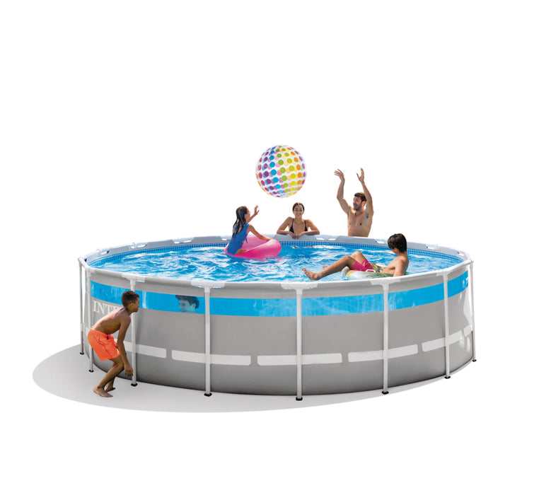 Intex 17' x 48" Clearview Prism Frame Above Ground Swimming Pool Set with Pump