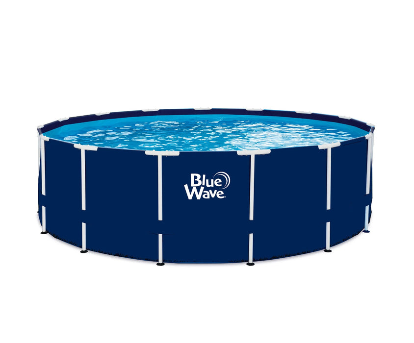 Blue Wave 18-ft Round 52-in Navy Blue Frame Above Ground Swimming Pool Package with Cover