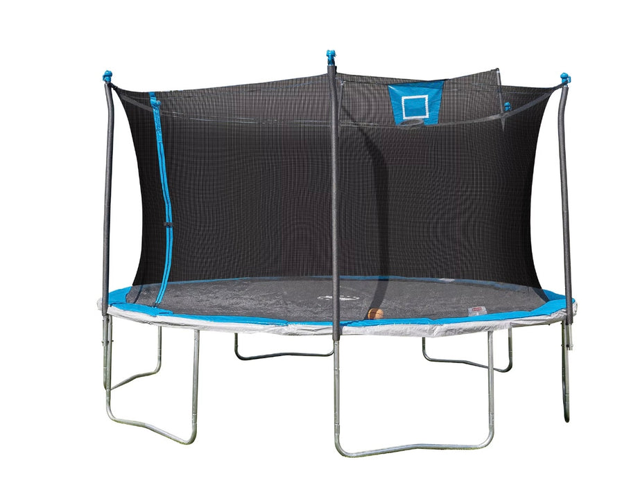 Bounce Pro 14ft Trampoline And Enclosure With Basketball Hoop, Blue