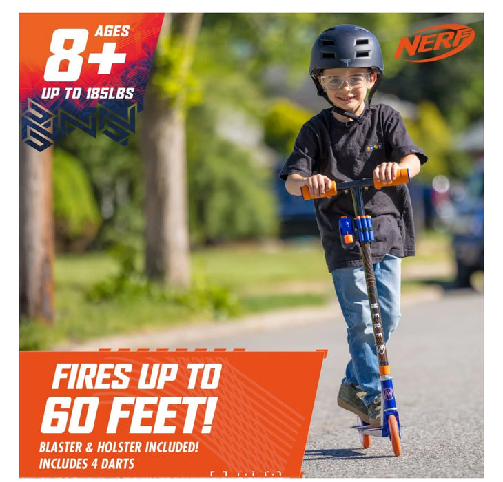 Nerf Scooter with Detachable Blaster for Any Child 8 and up 185lb Weight Limit, 9lb Assembled Weight