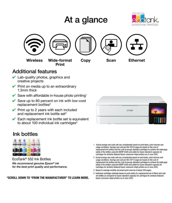 Epson EcoTank Photo ET-8550
Supertank Special Edition All-in-One Inkjet Printer