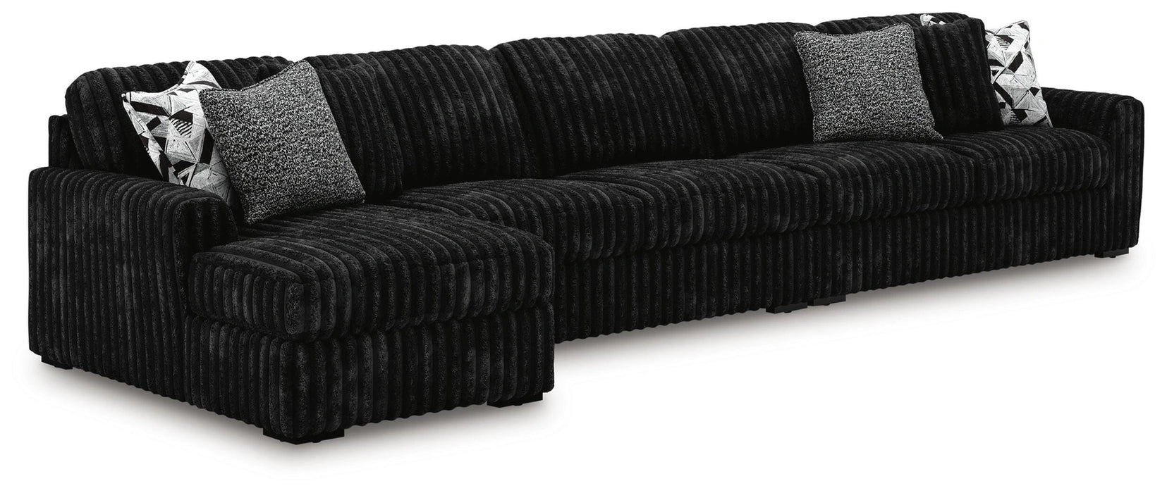 Midnight-Madness Sectional with Chaise - Onyx
